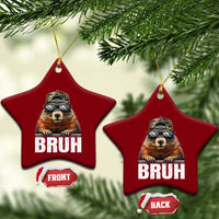 Bruh Groundhog Ceramic Ornament Funny Woodchuck Camo Hat Youth Teens Kids Slang - Wonder Print Shop