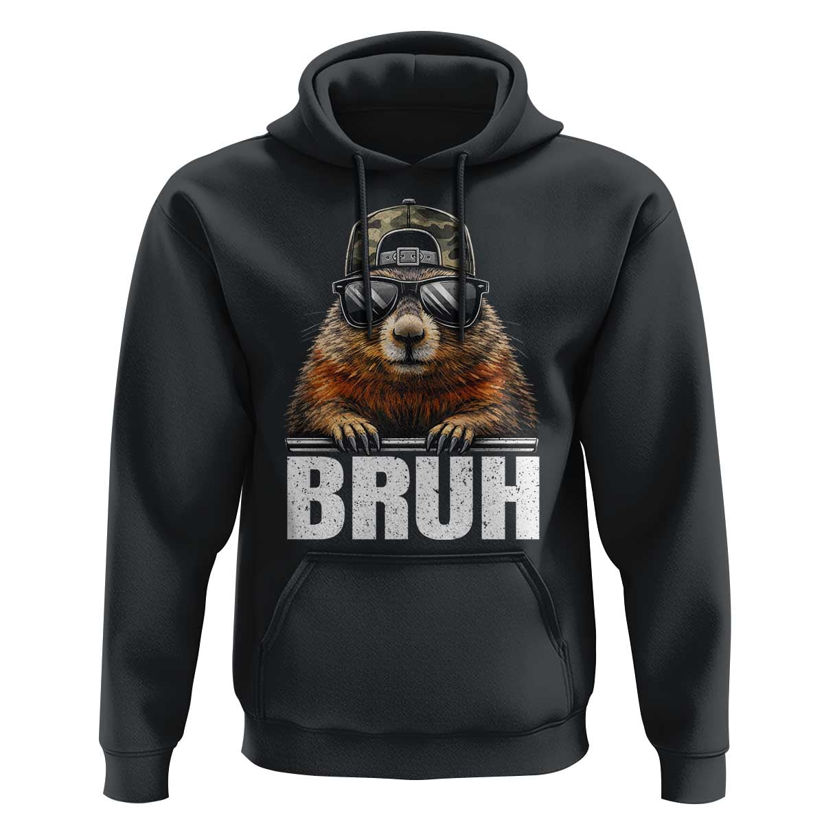 Bruh Groundhog Hoodie Funny Woodchuck Camo Hat Youth Teens Kids Slang - Wonder Print Shop