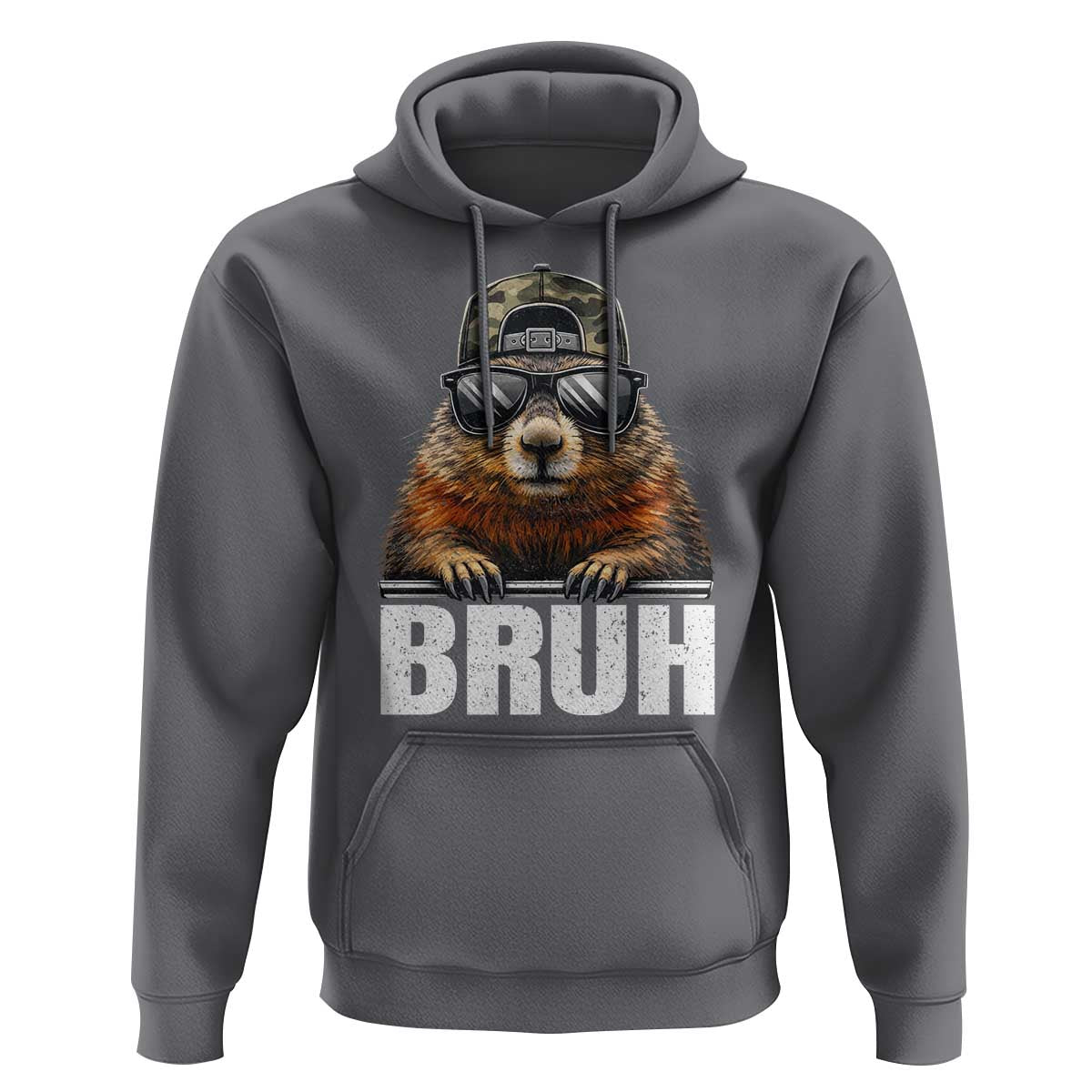 Bruh Groundhog Hoodie Funny Woodchuck Camo Hat Youth Teens Kids Slang - Wonder Print Shop