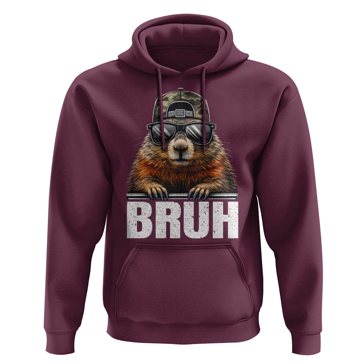 Bruh Groundhog Hoodie Funny Woodchuck Camo Hat Youth Teens Kids Slang - Wonder Print Shop