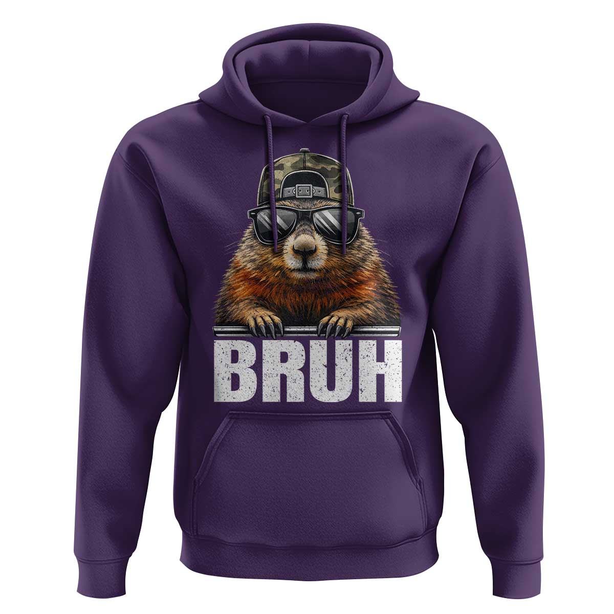 Bruh Groundhog Hoodie Funny Woodchuck Camo Hat Youth Teens Kids Slang - Wonder Print Shop