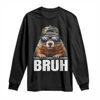 Bruh Groundhog Long Sleeve Shirt Funny Woodchuck Camo Hat Youth Teens Kids Slang - Wonder Print Shop