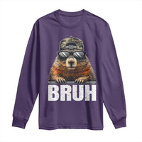 Bruh Groundhog Long Sleeve Shirt Funny Woodchuck Camo Hat Youth Teens Kids Slang - Wonder Print Shop