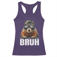 Bruh Groundhog Racerback Tank Top Funny Woodchuck Camo Hat Youth Teens Kids Slang - Wonder Print Shop