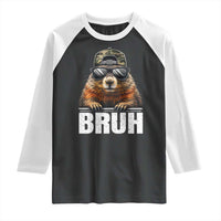 Bruh Groundhog Raglan Shirt Funny Woodchuck Camo Hat Youth Teens Kids Slang - Wonder Print Shop