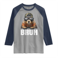 Bruh Groundhog Raglan Shirt Funny Woodchuck Camo Hat Youth Teens Kids Slang - Wonder Print Shop