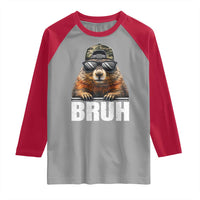 Bruh Groundhog Raglan Shirt Funny Woodchuck Camo Hat Youth Teens Kids Slang - Wonder Print Shop