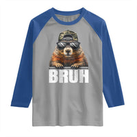 Bruh Groundhog Raglan Shirt Funny Woodchuck Camo Hat Youth Teens Kids Slang - Wonder Print Shop