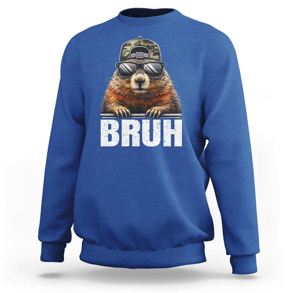 Bruh Groundhog Sweatshirt Funny Woodchuck Camo Hat Youth Teens Kids Slang - Wonder Print Shop