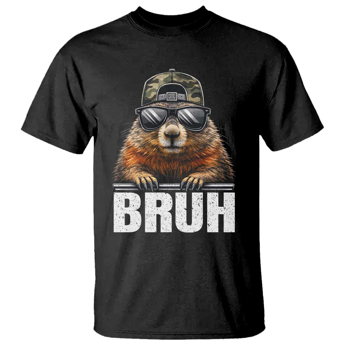 Bruh Groundhog T Shirt Funny Woodchuck Camo Hat Youth Teens Kids Slang - Wonder Print Shop