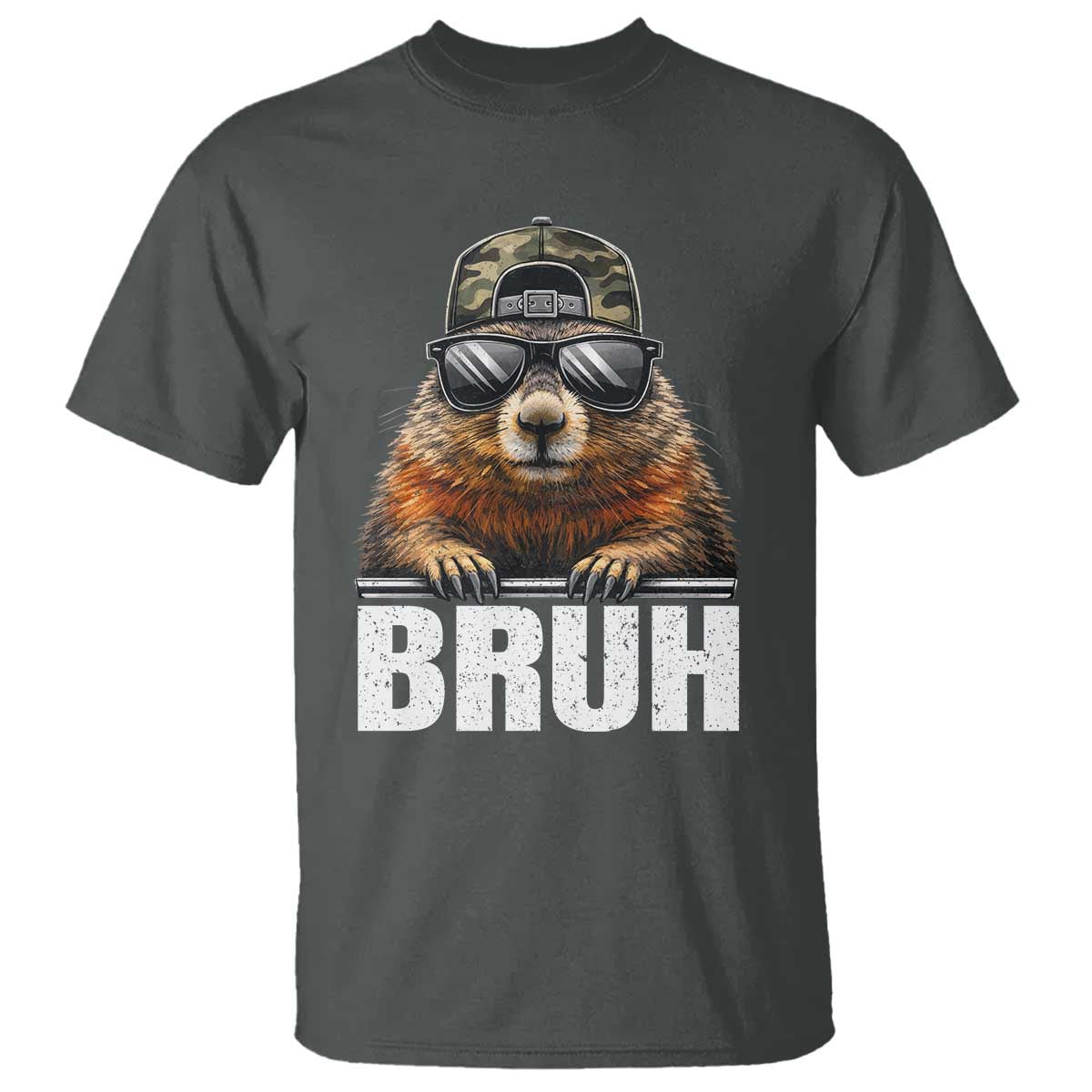 Bruh Groundhog T Shirt Funny Woodchuck Camo Hat Youth Teens Kids Slang - Wonder Print Shop
