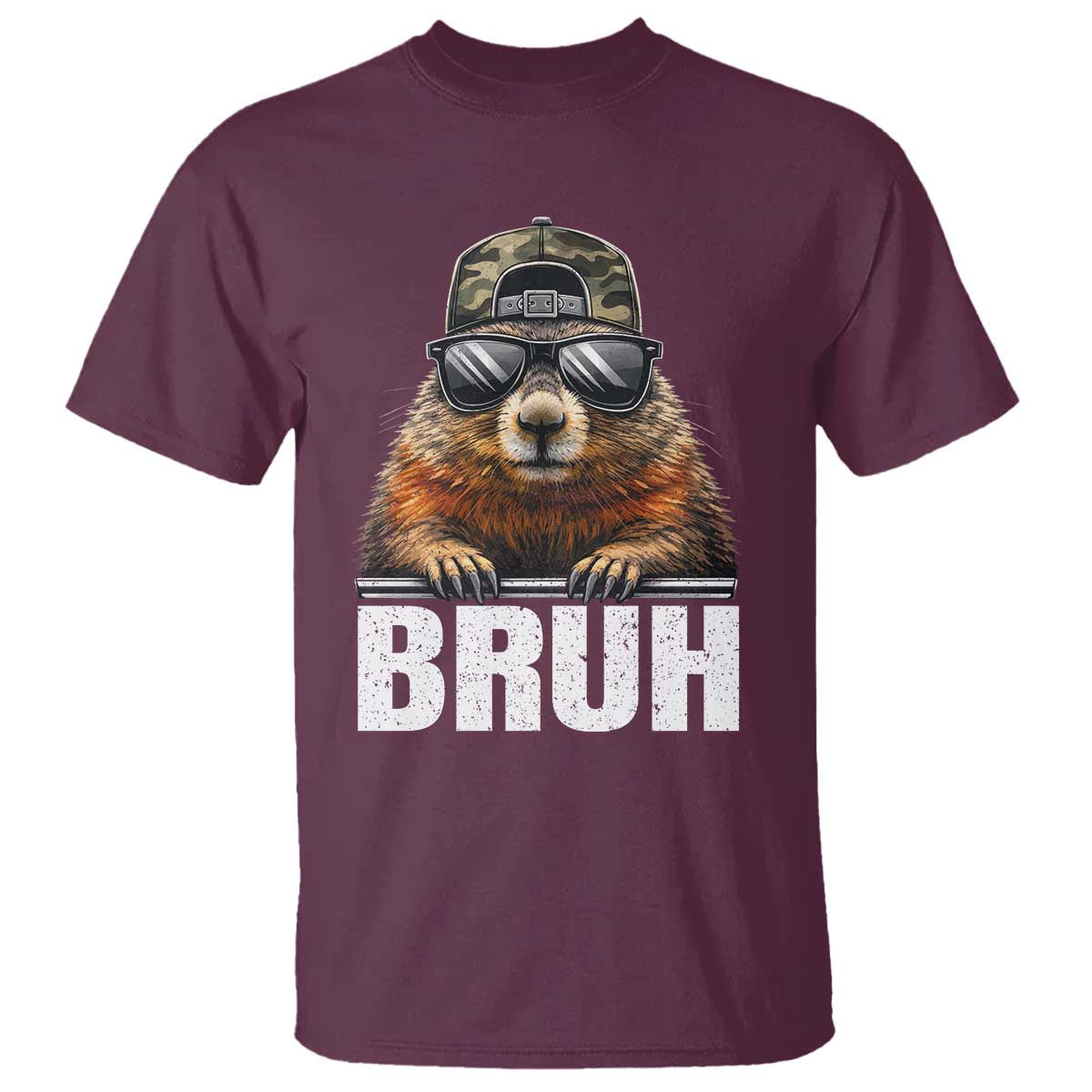 Bruh Groundhog T Shirt Funny Woodchuck Camo Hat Youth Teens Kids Slang - Wonder Print Shop
