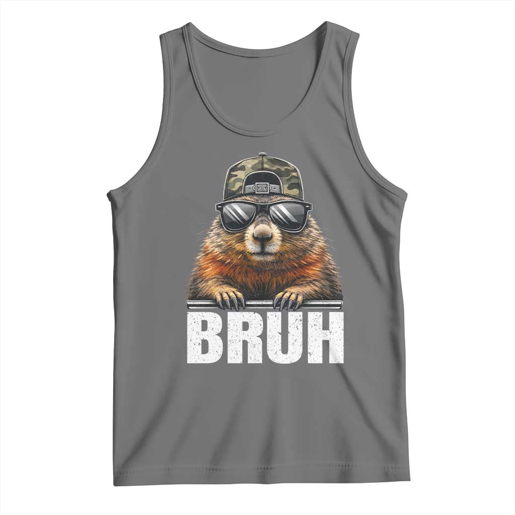Bruh Groundhog Tank Top Funny Woodchuck Camo Hat Youth Teens Kids Slang - Wonder Print Shop