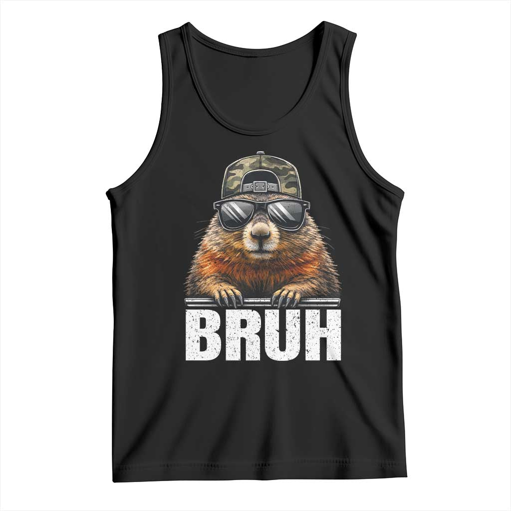 Bruh Groundhog Tank Top Funny Woodchuck Camo Hat Youth Teens Kids Slang - Wonder Print Shop