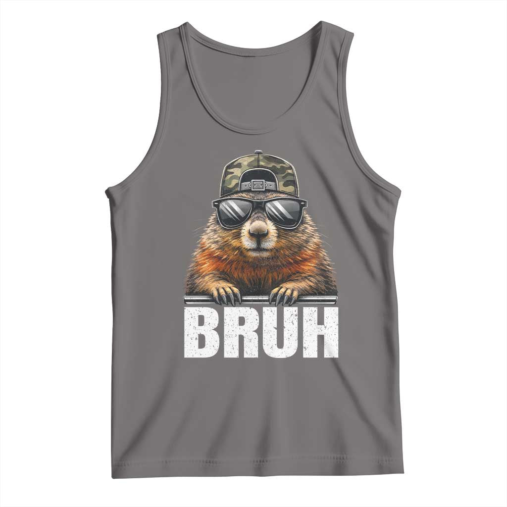 Bruh Groundhog Tank Top Funny Woodchuck Camo Hat Youth Teens Kids Slang - Wonder Print Shop