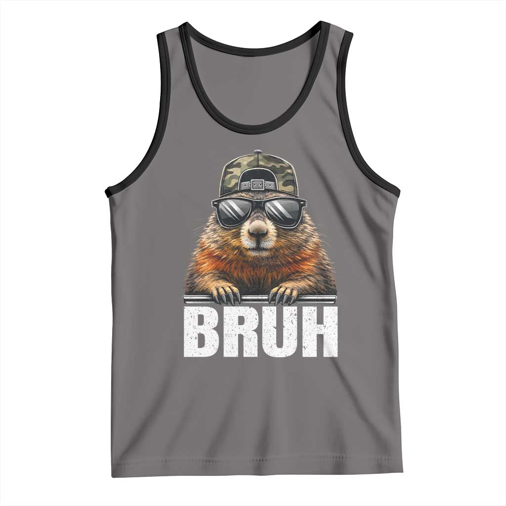 Bruh Groundhog Tank Top Funny Woodchuck Camo Hat Youth Teens Kids Slang - Wonder Print Shop