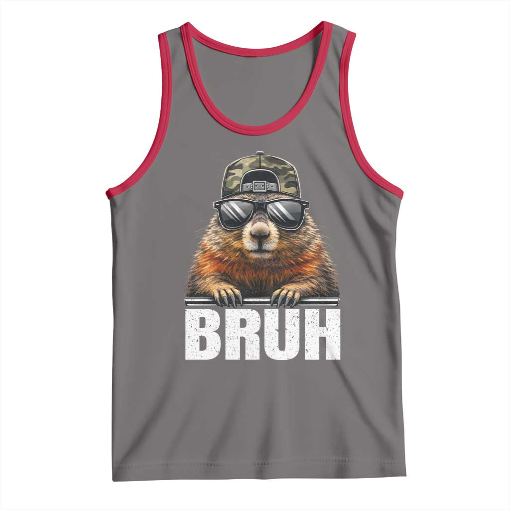 Bruh Groundhog Tank Top Funny Woodchuck Camo Hat Youth Teens Kids Slang - Wonder Print Shop