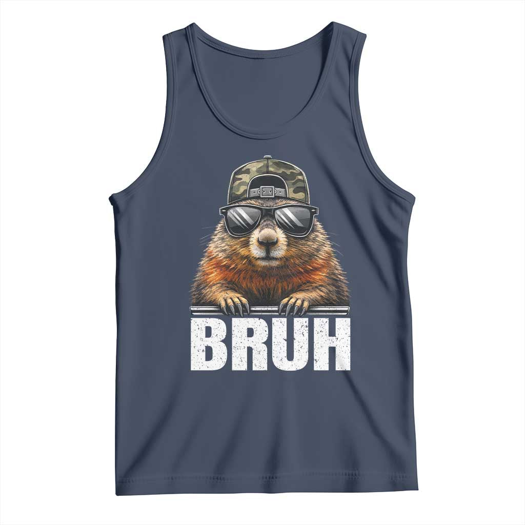 Bruh Groundhog Tank Top Funny Woodchuck Camo Hat Youth Teens Kids Slang - Wonder Print Shop