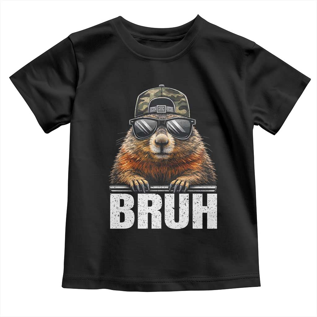 Bruh Groundhog Toddler T Shirt Funny Woodchuck Camo Hat Youth Teens Kids Slang - Wonder Print Shop