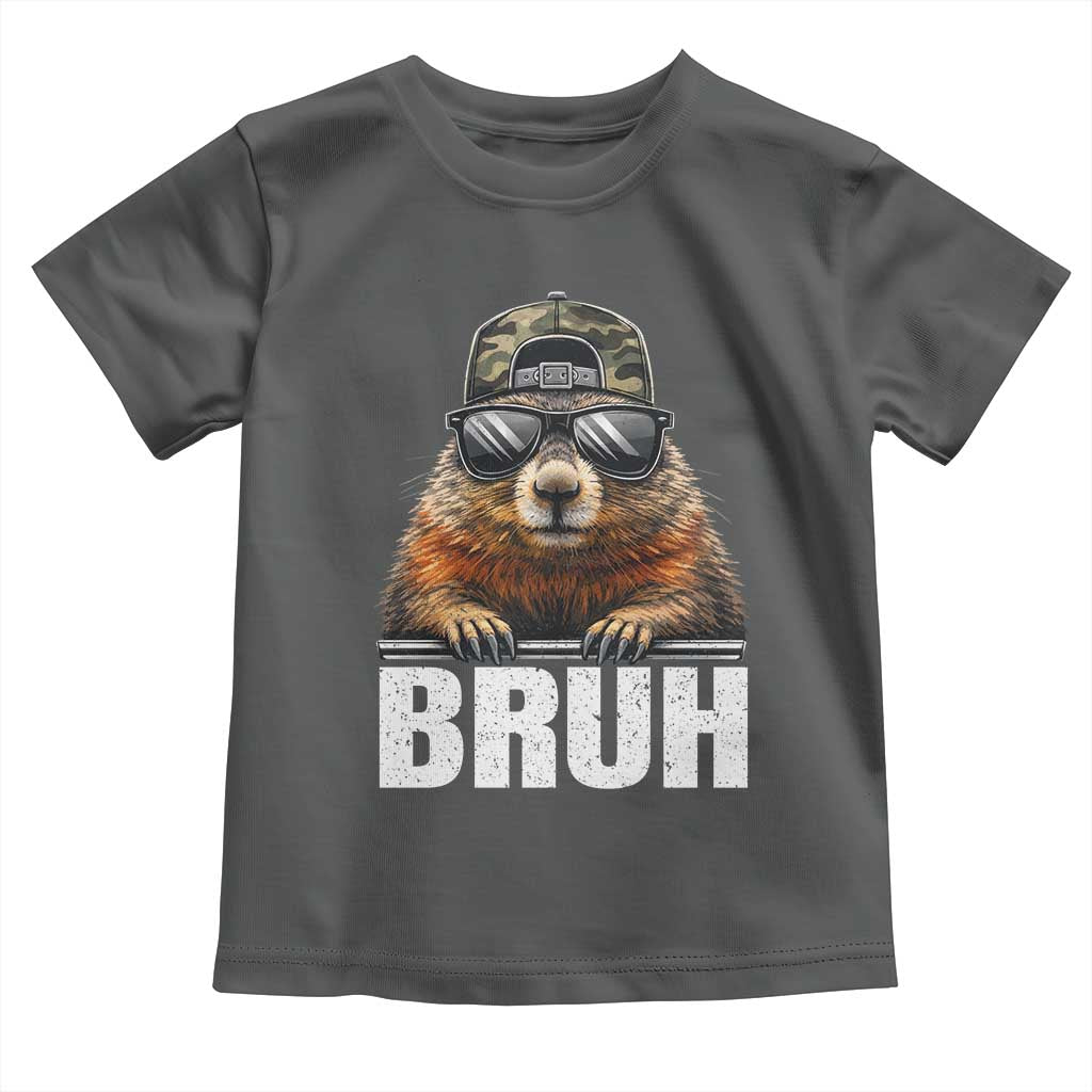 Bruh Groundhog Toddler T Shirt Funny Woodchuck Camo Hat Youth Teens Kids Slang - Wonder Print Shop