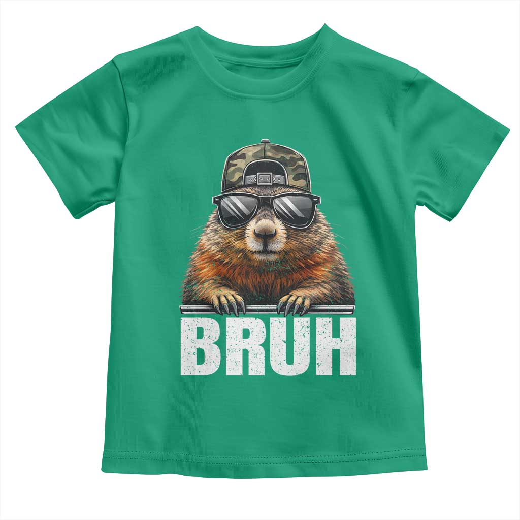 Bruh Groundhog Toddler T Shirt Funny Woodchuck Camo Hat Youth Teens Kids Slang - Wonder Print Shop
