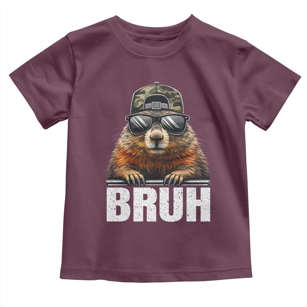 Bruh Groundhog Toddler T Shirt Funny Woodchuck Camo Hat Youth Teens Kids Slang - Wonder Print Shop