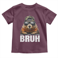 Bruh Groundhog Toddler T Shirt Funny Woodchuck Camo Hat Youth Teens Kids Slang - Wonder Print Shop