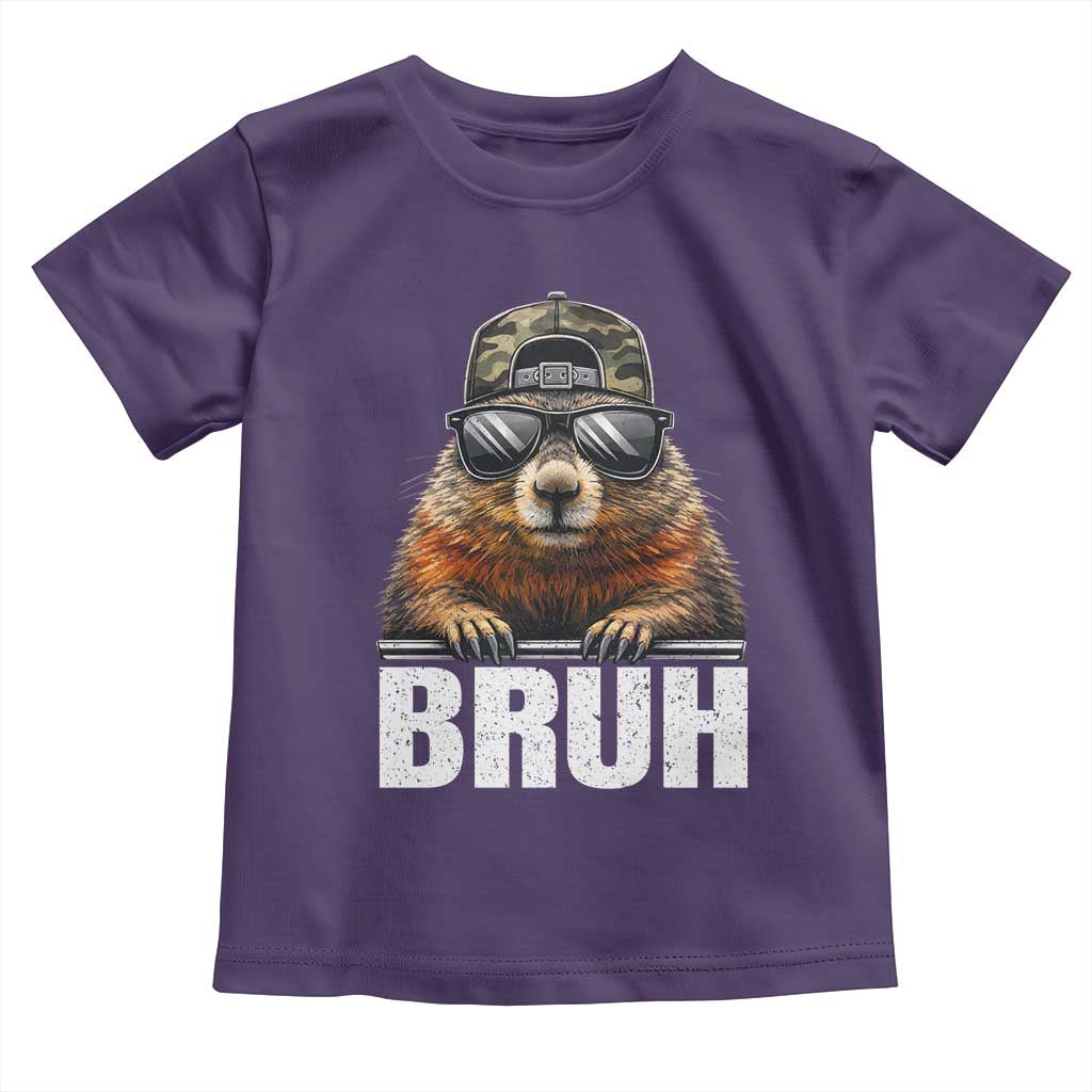 Bruh Groundhog Toddler T Shirt Funny Woodchuck Camo Hat Youth Teens Kids Slang - Wonder Print Shop