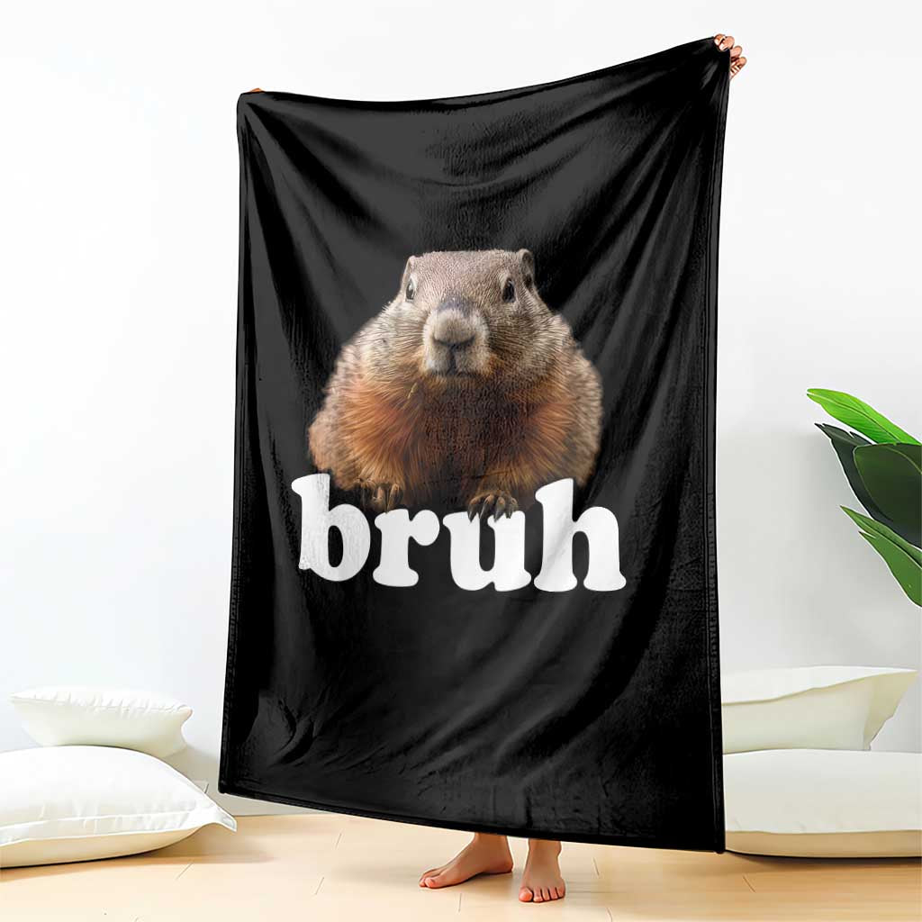 Bruh Groundhog Throw Blanket Funny Woodchuck Youth Teens Kids Slang - Wonder Print Shop