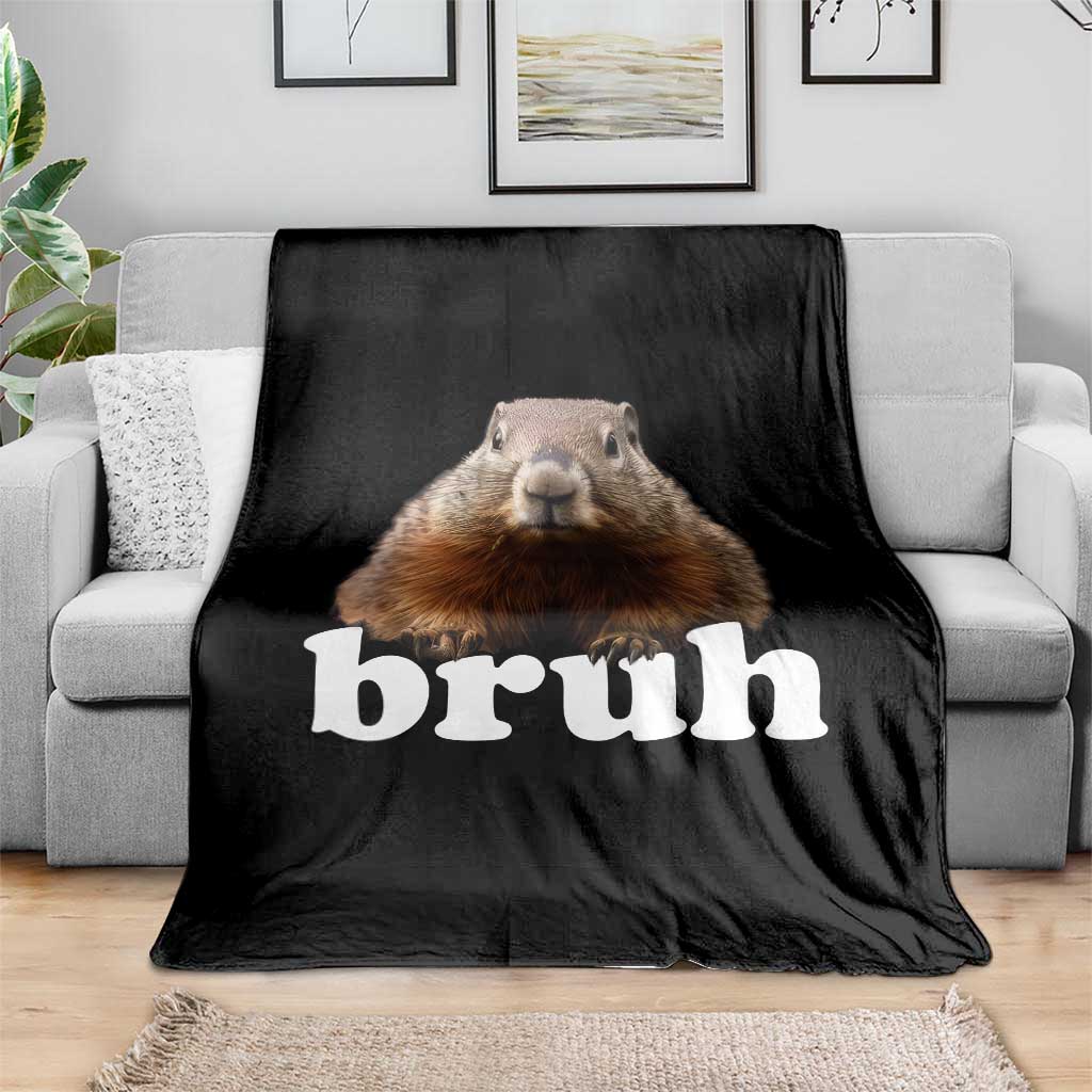 Bruh Groundhog Throw Blanket Funny Woodchuck Youth Teens Kids Slang - Wonder Print Shop