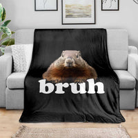 Bruh Groundhog Throw Blanket Funny Woodchuck Youth Teens Kids Slang - Wonder Print Shop
