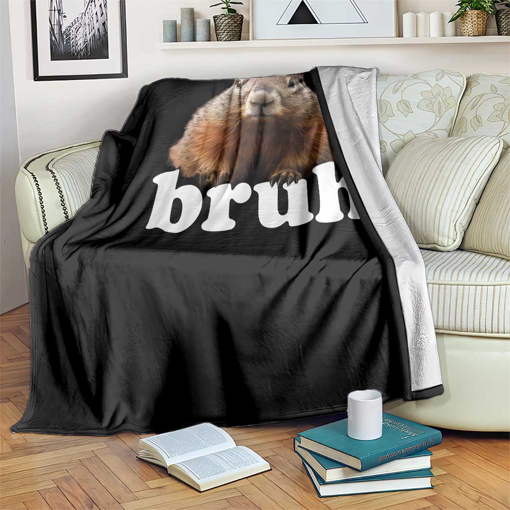 Bruh Groundhog Throw Blanket Funny Woodchuck Youth Teens Kids Slang - Wonder Print Shop