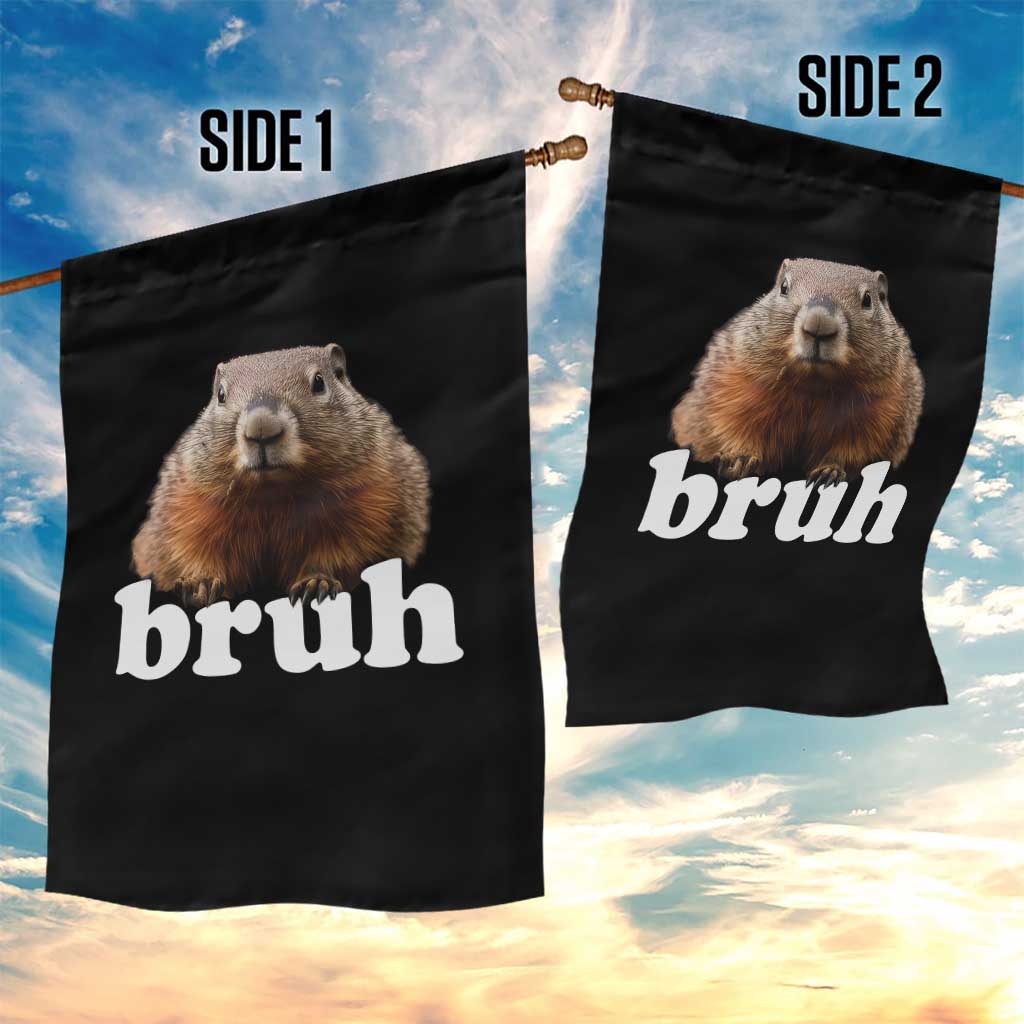 Bruh Groundhog Garden Flag Funny Woodchuck Youth Teens Kids Slang - Wonder Print Shop