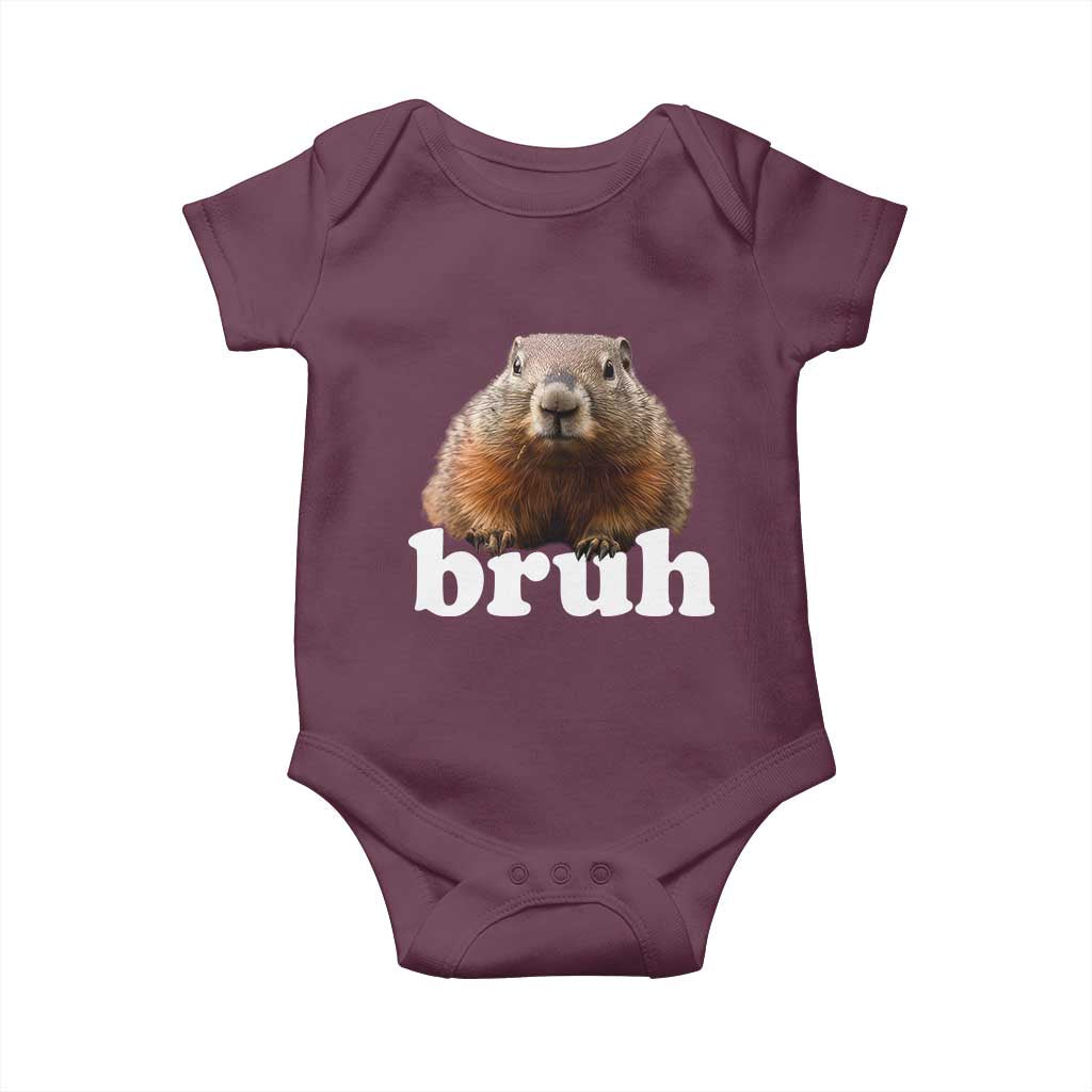 Bruh Groundhog Baby Onesie Funny Woodchuck Youth Teens Kids Slang - Wonder Print Shop