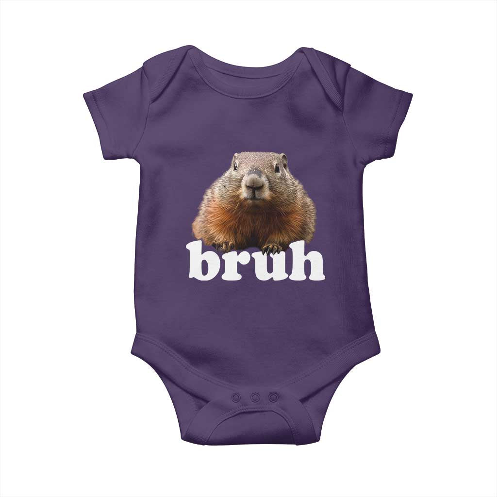 Bruh Groundhog Baby Onesie Funny Woodchuck Youth Teens Kids Slang - Wonder Print Shop