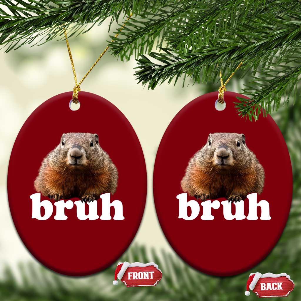 Bruh Groundhog Ceramic Ornament Funny Woodchuck Youth Teens Kids Slang - Wonder Print Shop