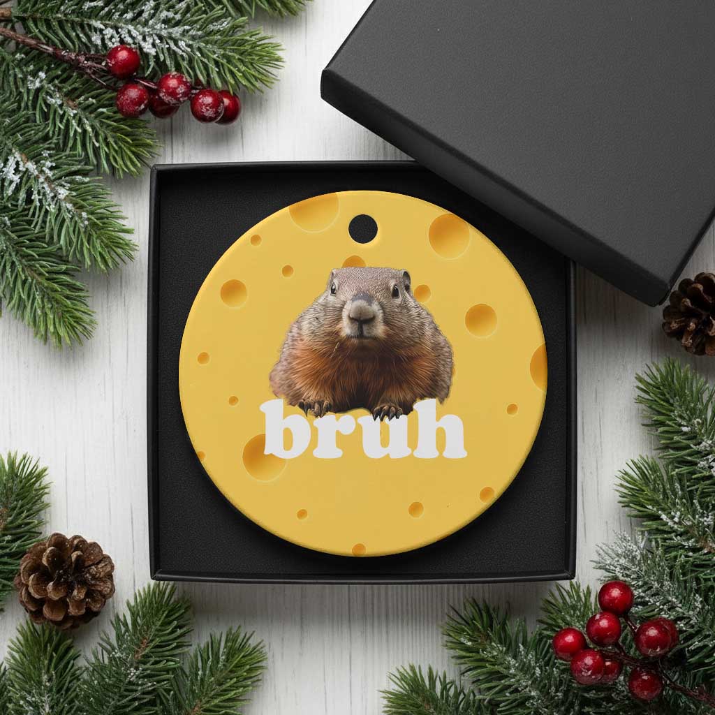 Bruh Groundhog Ceramic Ornament Funny Woodchuck Youth Teens Kids Slang - Wonder Print Shop