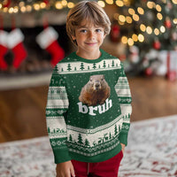 Bruh Groundhog Ugly Christmas Sweater Funny Woodchuck Youth Teens Kids Slang - Wonder Print Shop