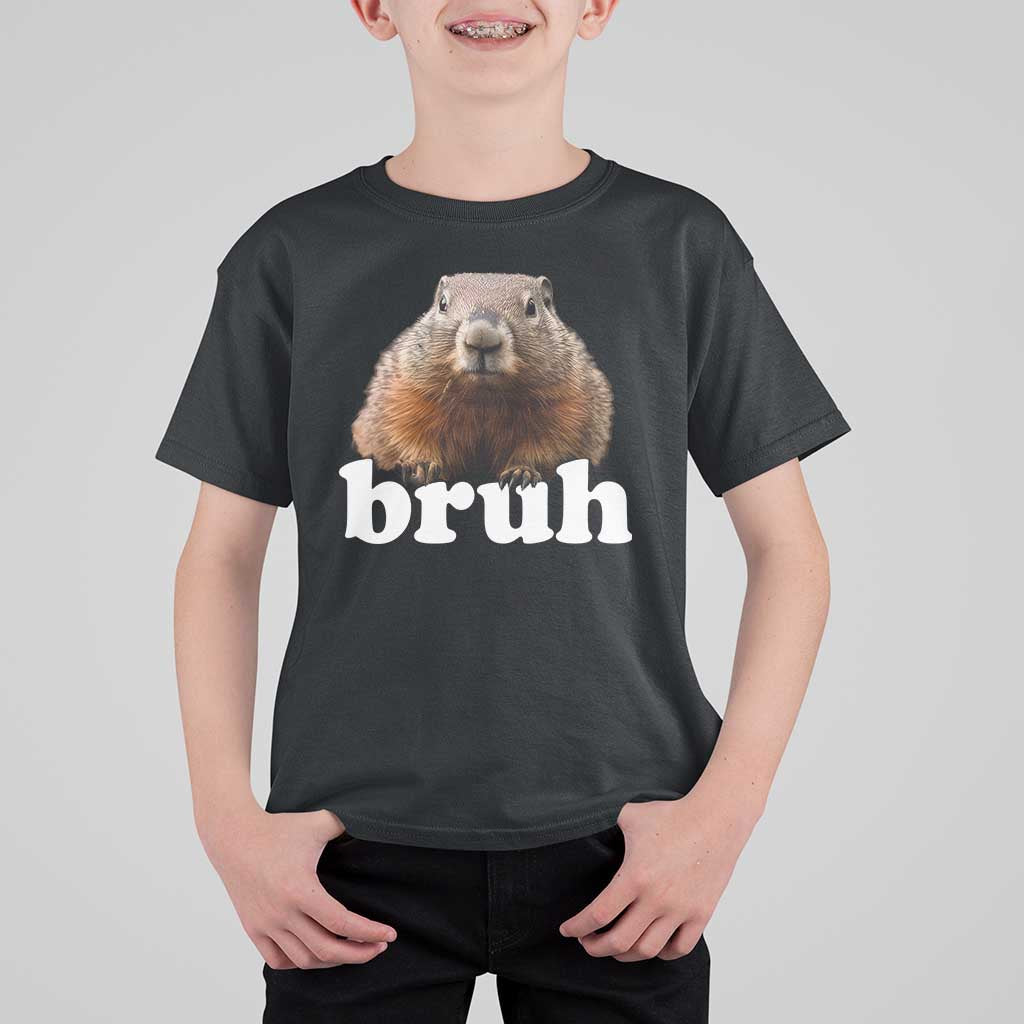 Bruh Groundhog T Shirt For Kid Funny Woodchuck Youth Teens Kids Slang - Wonder Print Shop