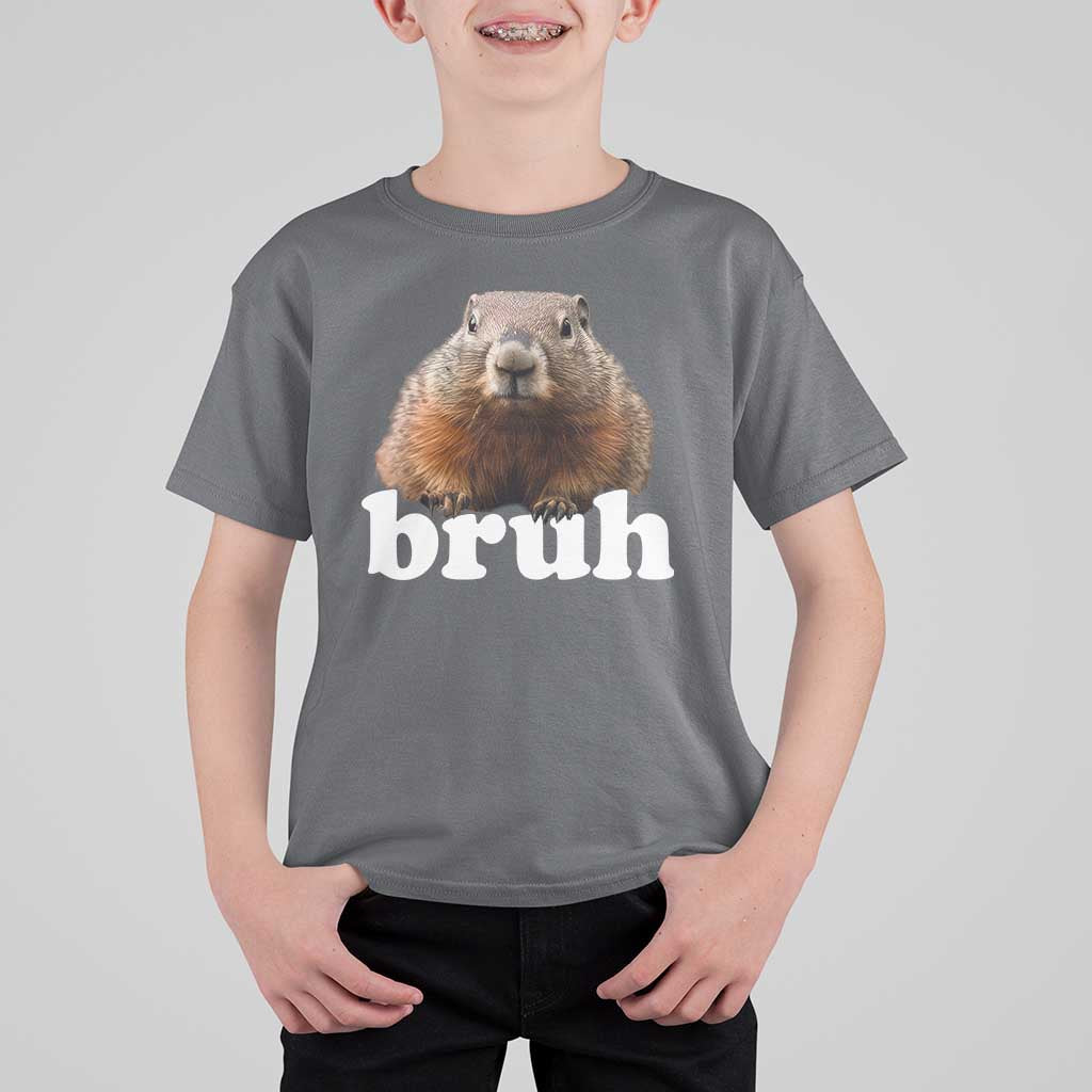Bruh Groundhog T Shirt For Kid Funny Woodchuck Youth Teens Kids Slang - Wonder Print Shop