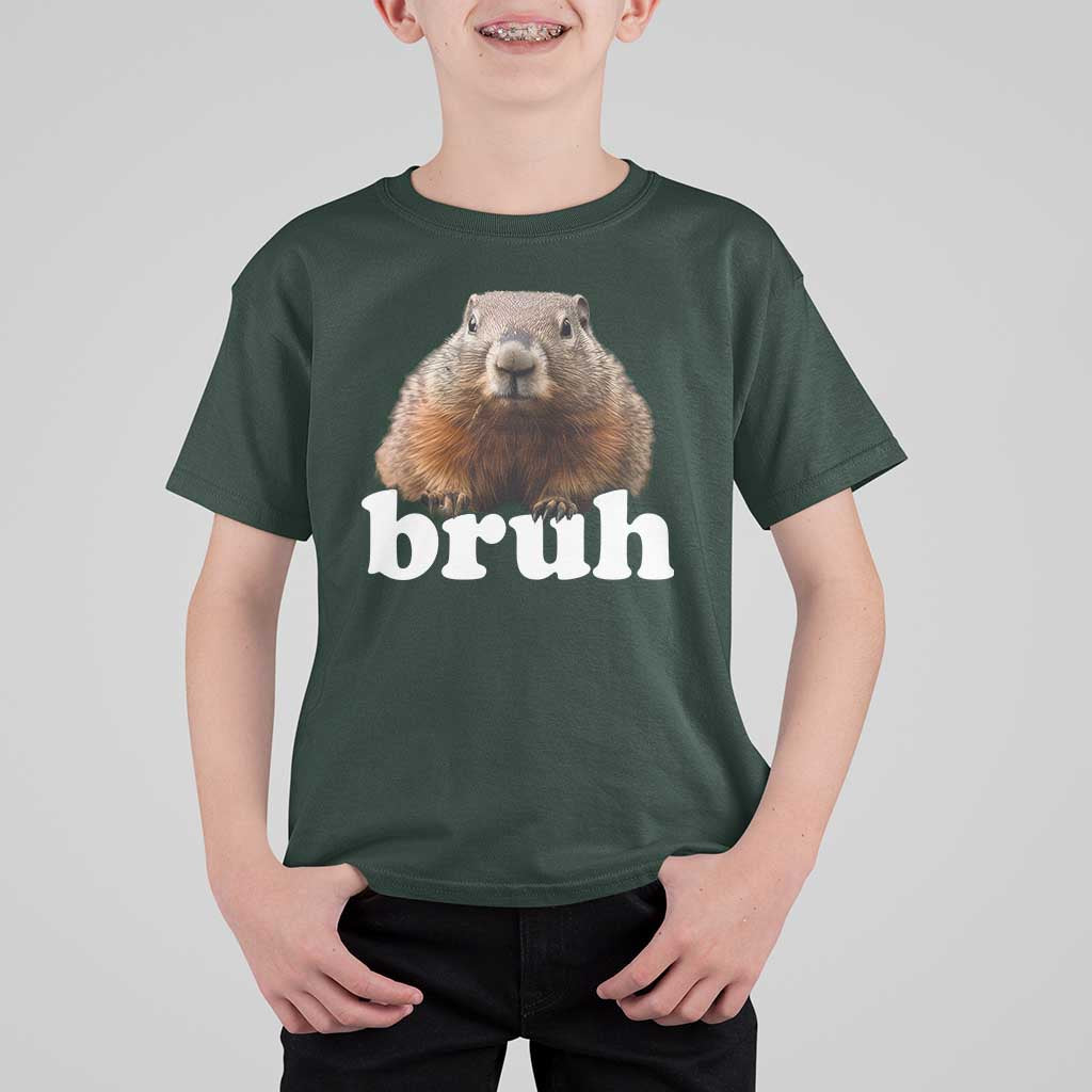 Bruh Groundhog T Shirt For Kid Funny Woodchuck Youth Teens Kids Slang - Wonder Print Shop