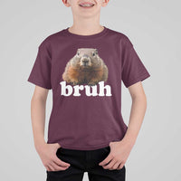Bruh Groundhog T Shirt For Kid Funny Woodchuck Youth Teens Kids Slang - Wonder Print Shop
