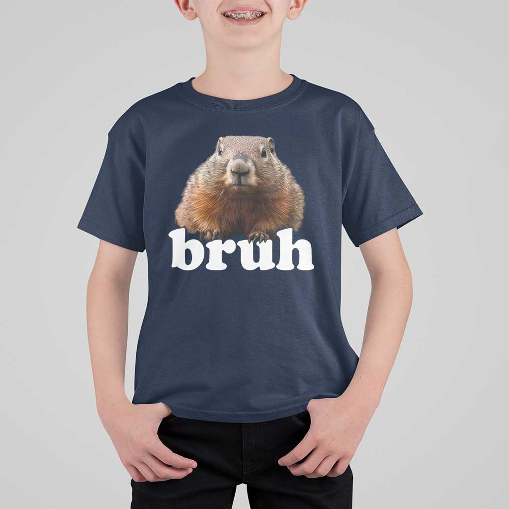 Bruh Groundhog T Shirt For Kid Funny Woodchuck Youth Teens Kids Slang - Wonder Print Shop