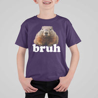Bruh Groundhog T Shirt For Kid Funny Woodchuck Youth Teens Kids Slang - Wonder Print Shop