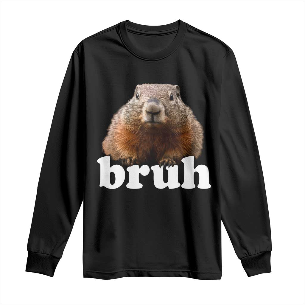 Bruh Groundhog Long Sleeve Shirt Funny Woodchuck Youth Teens Kids Slang - Wonder Print Shop