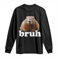 Bruh Groundhog Long Sleeve Shirt Funny Woodchuck Youth Teens Kids Slang - Wonder Print Shop