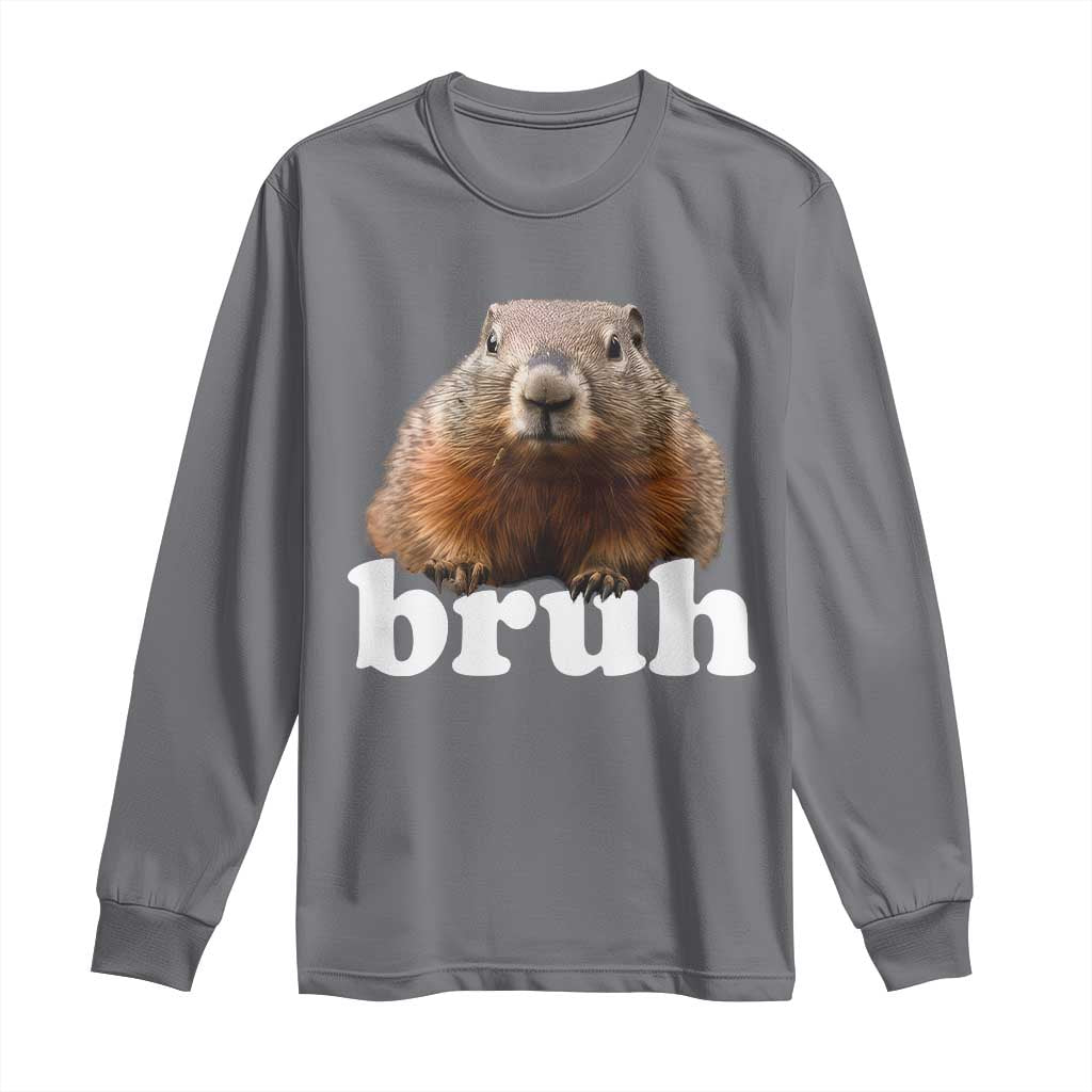 Bruh Groundhog Long Sleeve Shirt Funny Woodchuck Youth Teens Kids Slang - Wonder Print Shop
