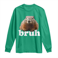 Bruh Groundhog Long Sleeve Shirt Funny Woodchuck Youth Teens Kids Slang - Wonder Print Shop