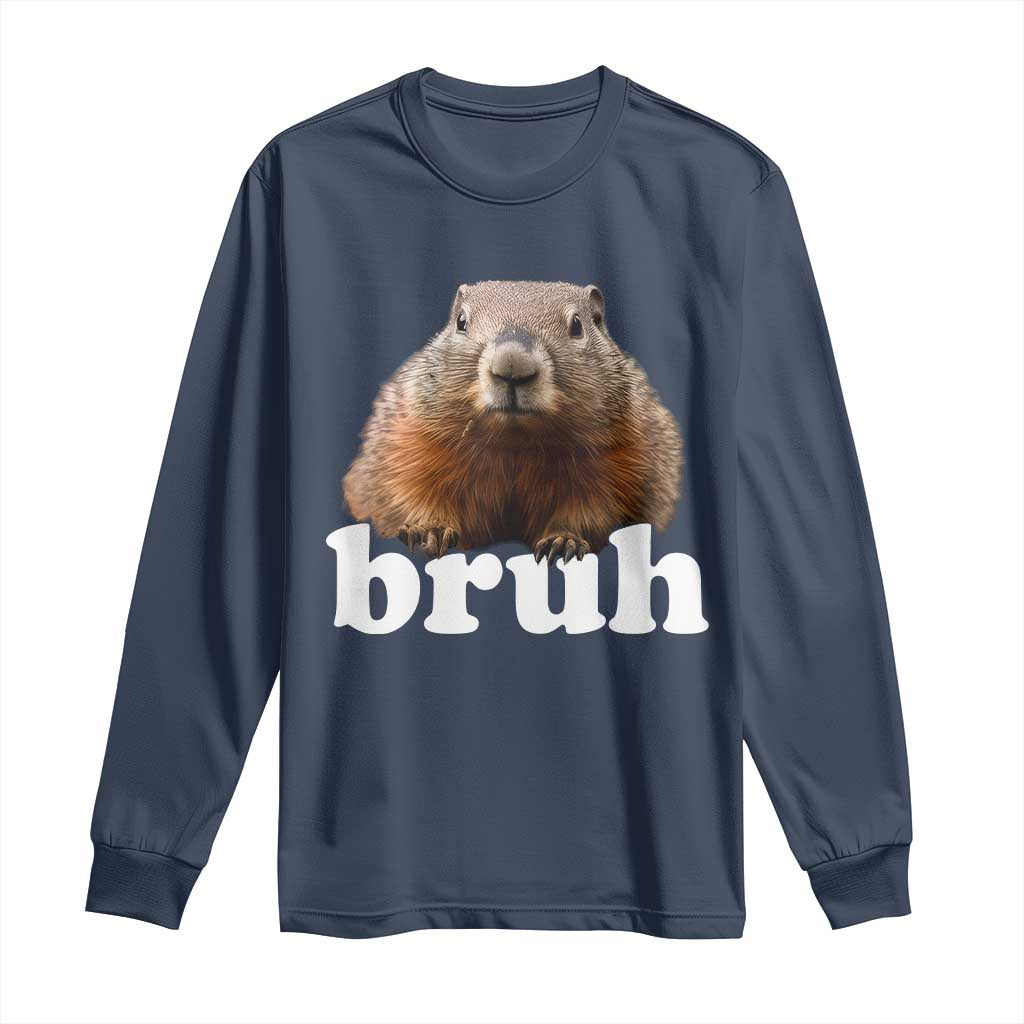Bruh Groundhog Long Sleeve Shirt Funny Woodchuck Youth Teens Kids Slang - Wonder Print Shop