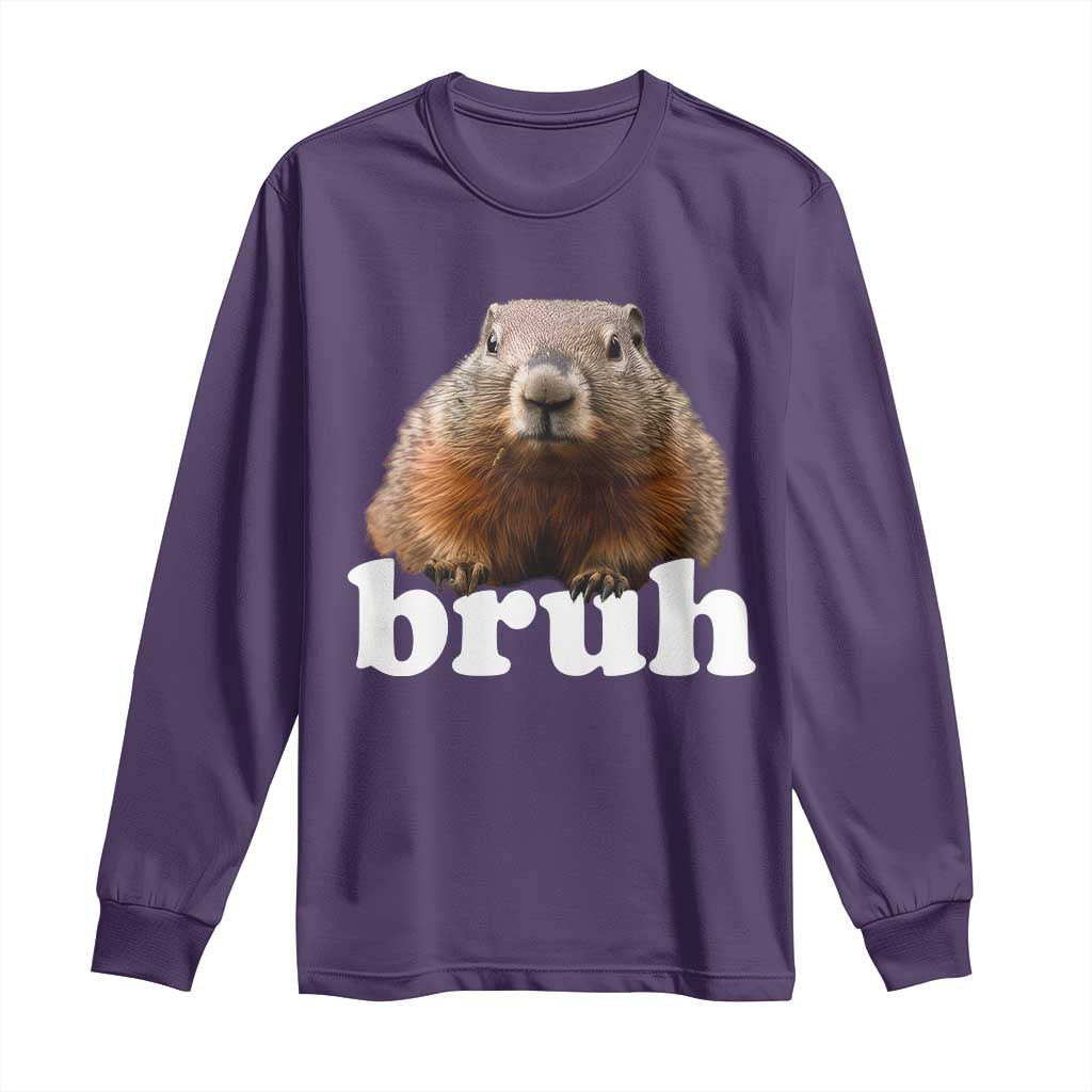 Bruh Groundhog Long Sleeve Shirt Funny Woodchuck Youth Teens Kids Slang - Wonder Print Shop